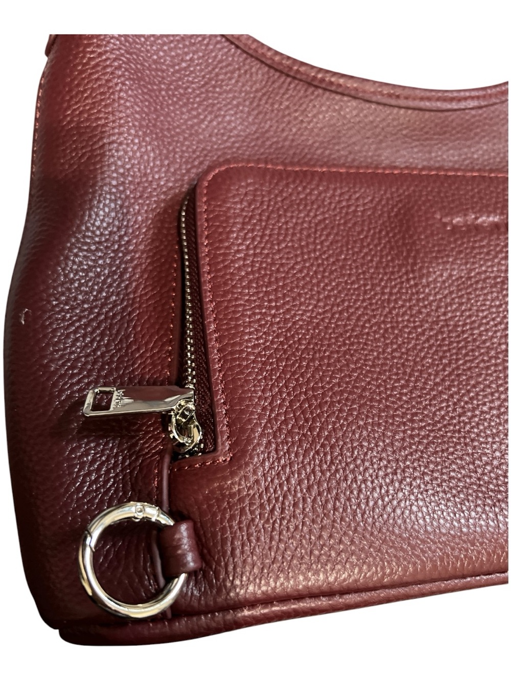 Befen Pebbled Leather Shoulder Bag in Burgundy Red - Picture 10 of 16